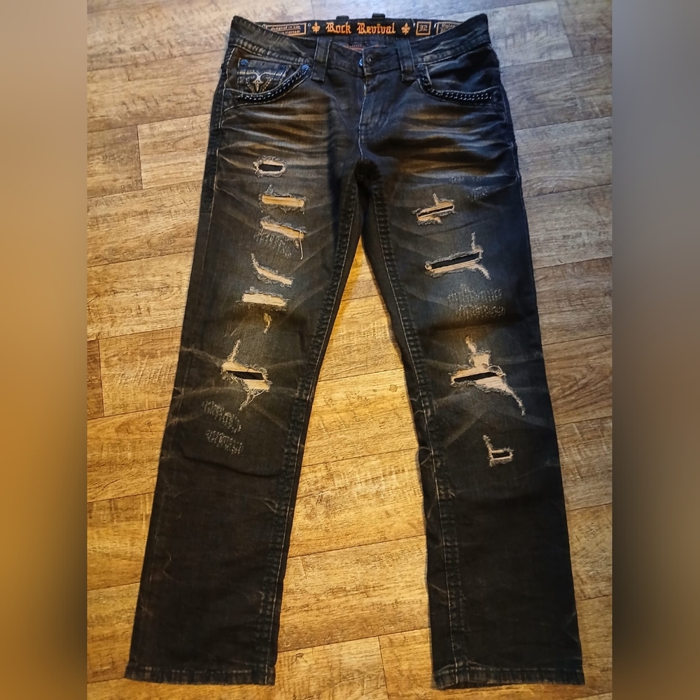 Rock Revival Black Distressed Bootcut Jeans